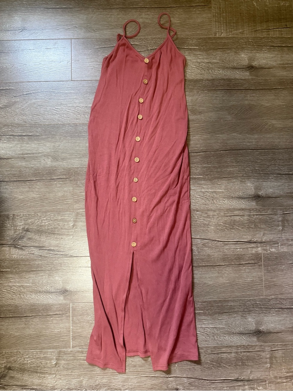 Maternity Sleeveless Button-Front Maxi Dress in Dusty Rose